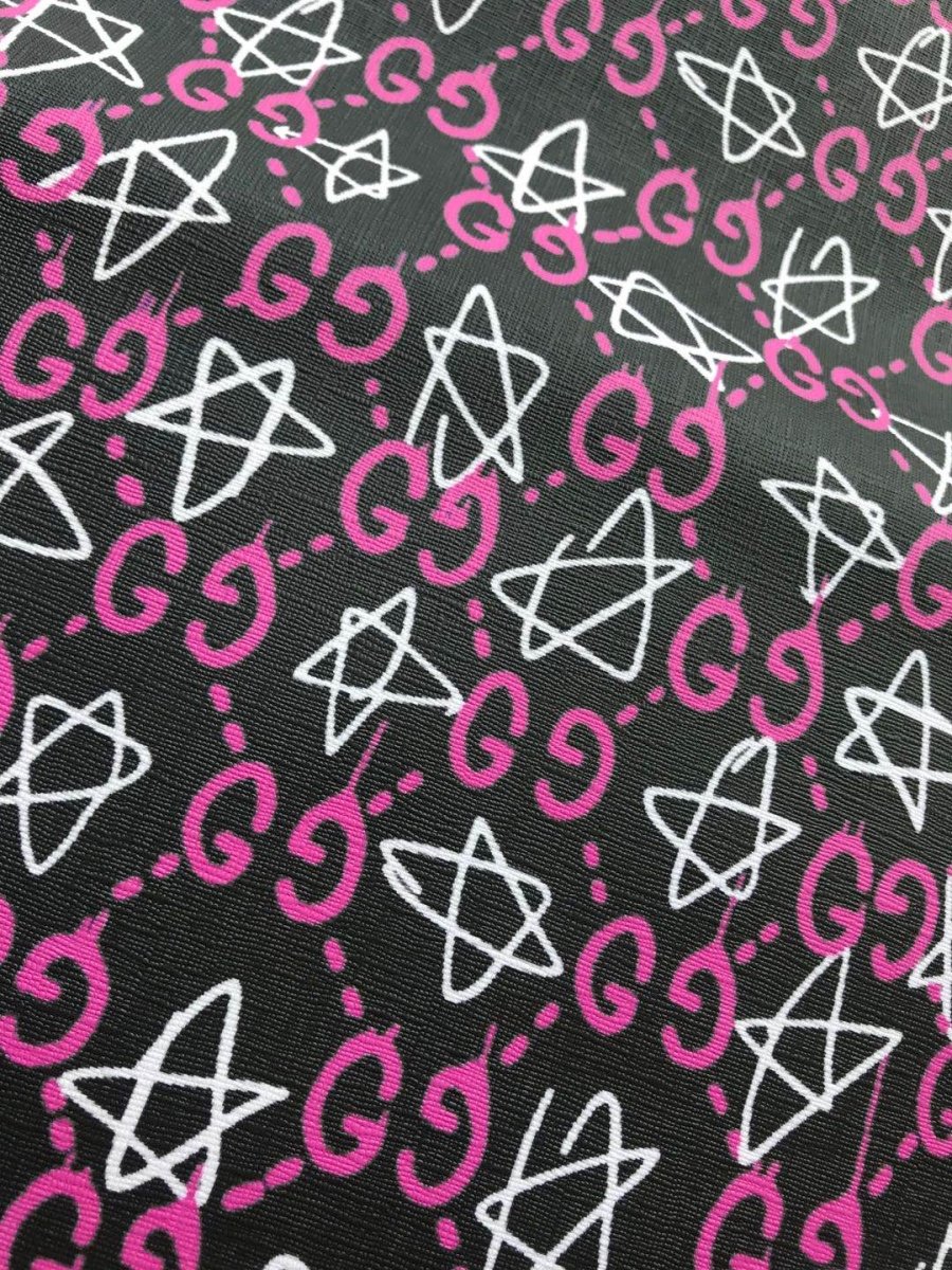 Pink Star Gucci Leather Fabric for Shoe Custom - mingfabricstore
