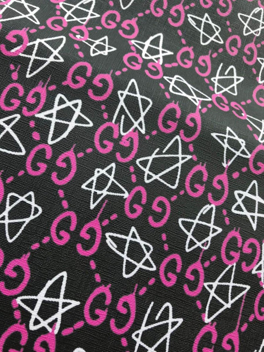 Pink Star Gucci Leather Fabric for Shoe Custom - mingfabricstore