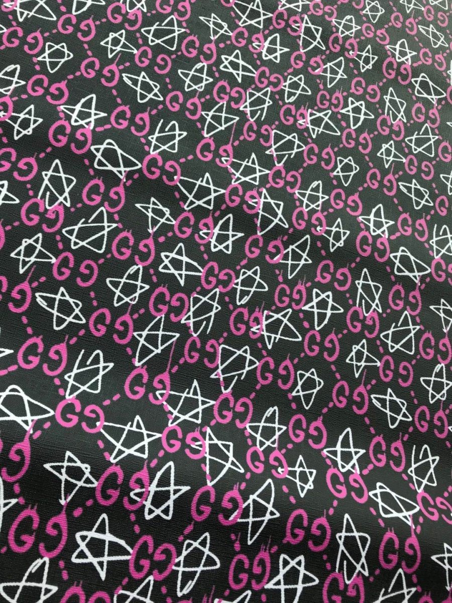 Pink Star Gucci Leather Fabric for Shoe Custom - mingfabricstore