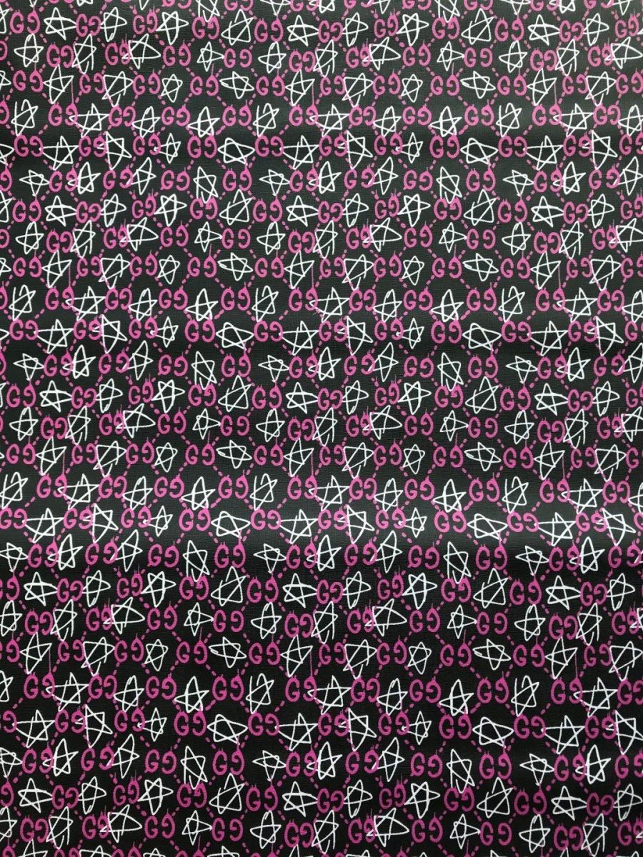 Pink Star Gucci Leather Fabric for Shoe Custom - mingfabricstore
