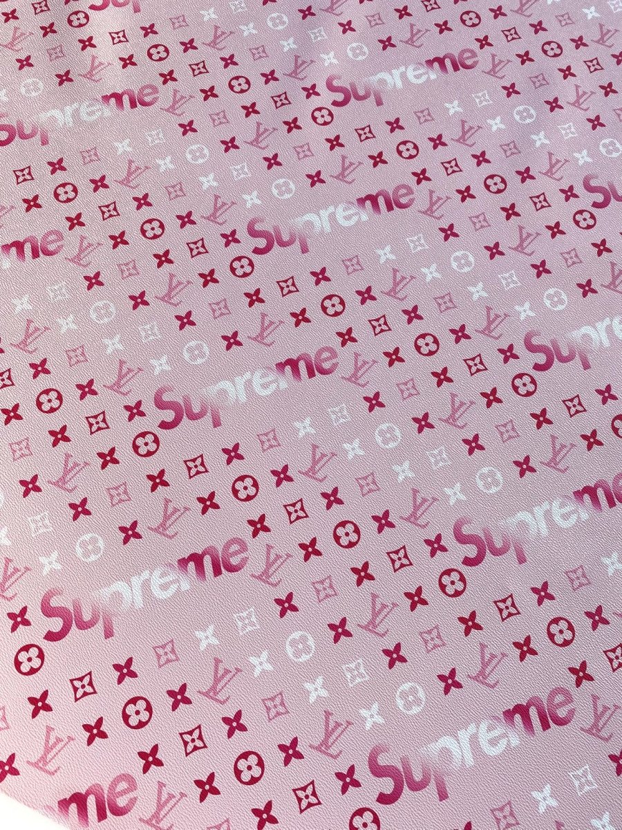 Pink Supreme Louis Vuitton Valentine's Day Designer Fabric Leather Sheet - mingfabricstore