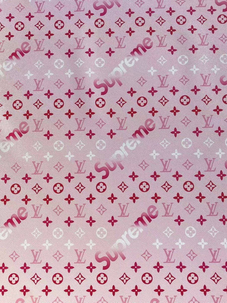 Pink Supreme Louis Vuitton Valentine's Day Designer Fabric Leather Sheet - mingfabricstore