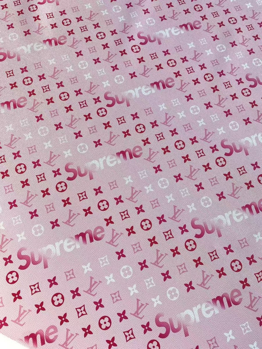 Pink Supreme Louis Vuitton Valentine's Day Designer Fabric Leather Sheet - mingfabricstore