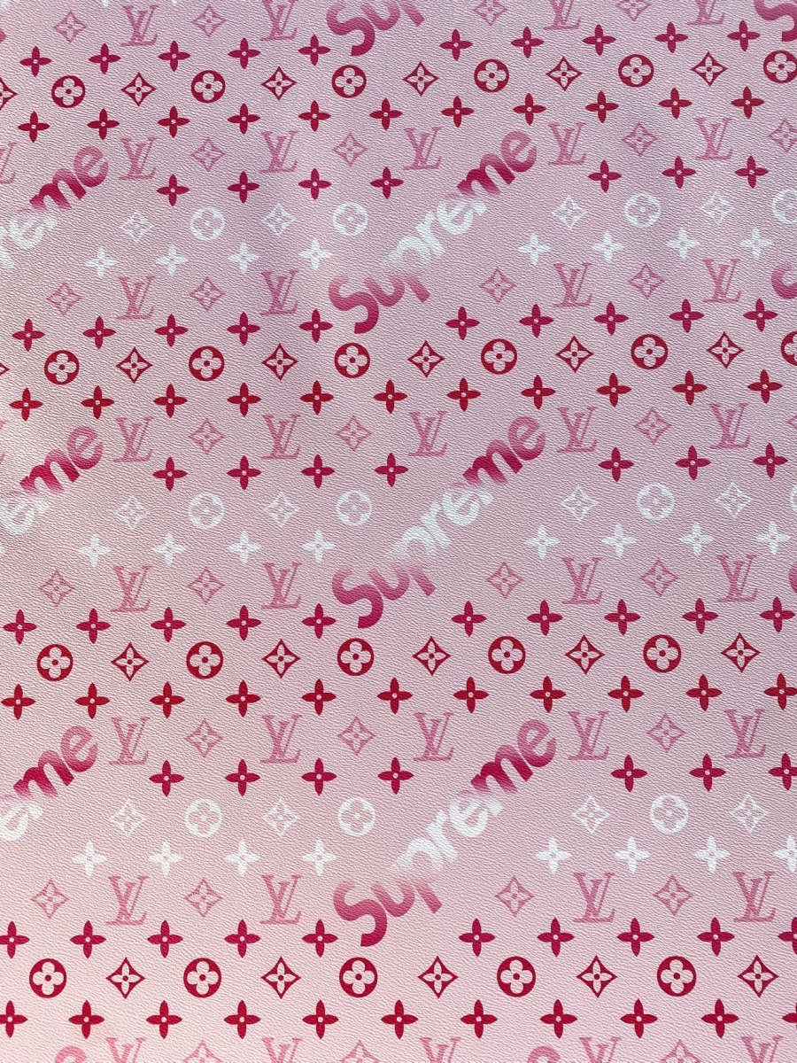 Pink Supreme Louis Vuitton Valentine's Day Designer Fabric Leather Sheet - mingfabricstore