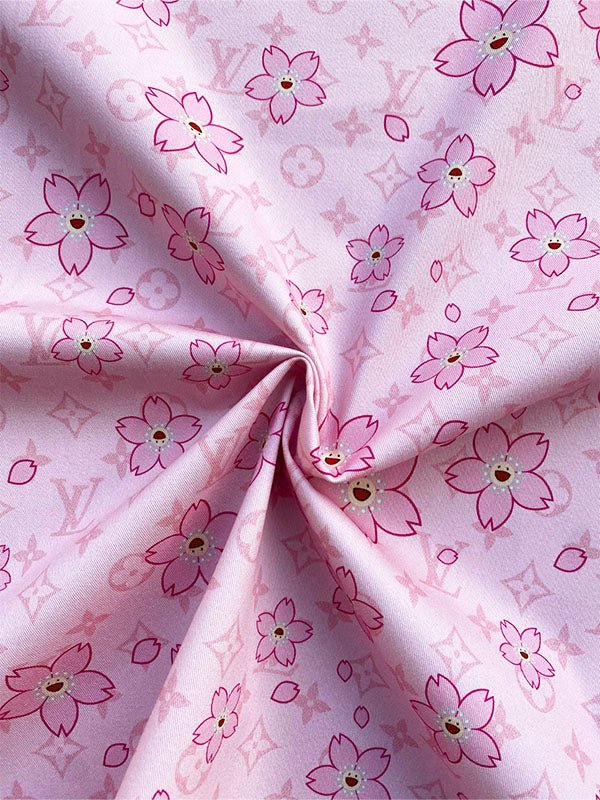 Pink Takashi Murakami LV Designer Cotton Fabric Sneaker Custom - mingfabricstore