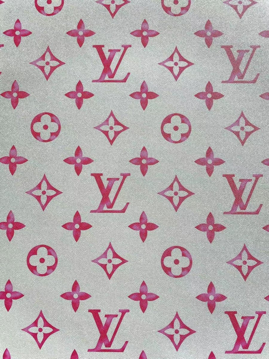 Pink Watercolor Big Letter Louis Vuitton Leather Fabric for Speedy Bag Handmade Bag Repair - mingfabricstore