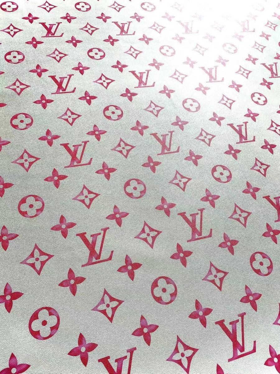 Pink Watercolor Big Letter Louis Vuitton Leather Fabric for Speedy Bag Handmade Bag Repair - mingfabricstore