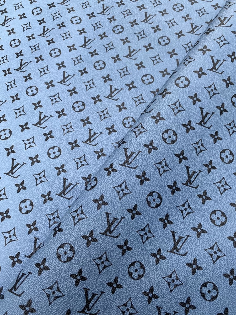 Premium Black Grey LV Monogram Vinyl Leather Fabric for Bag Handmade Sewing DIY - mingfabricstore