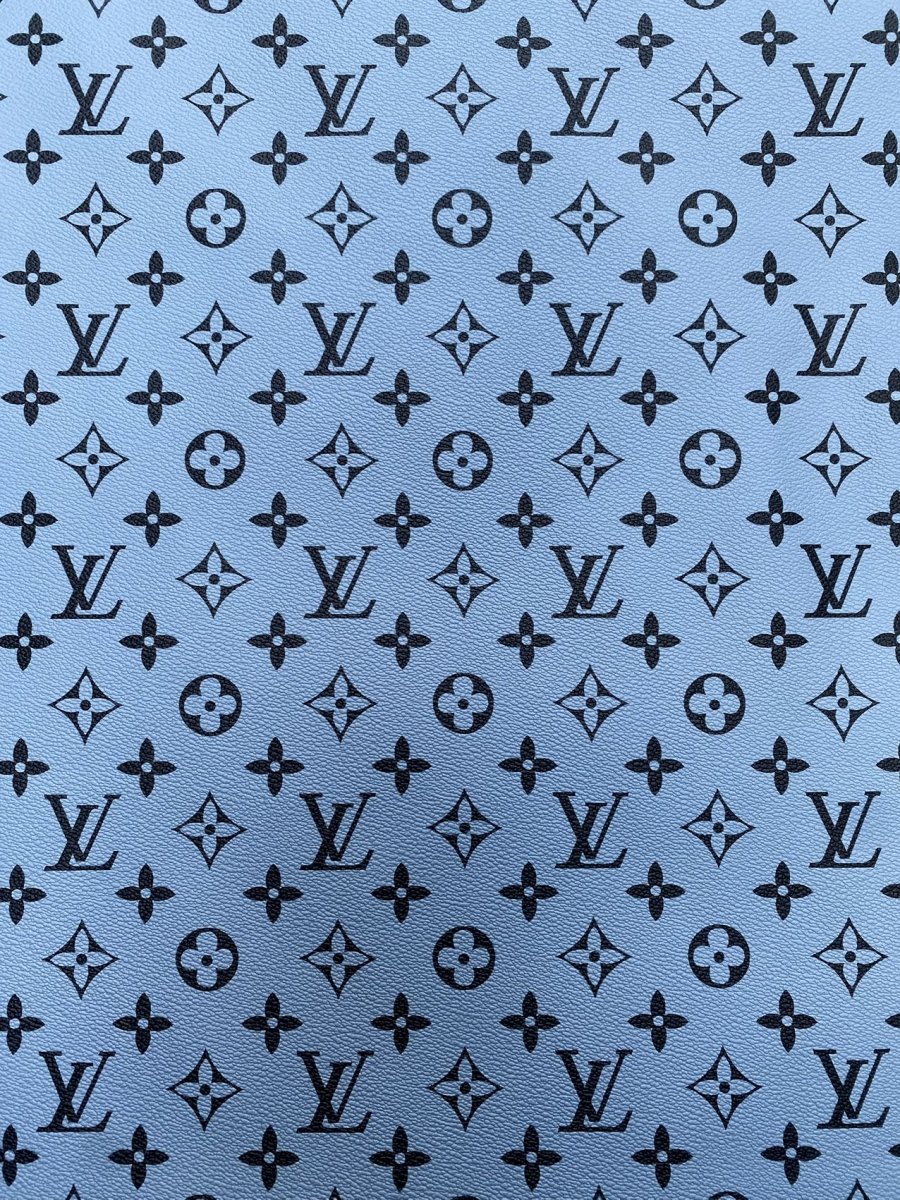 Premium Black Grey LV Monogram Vinyl Leather Fabric for Bag Handmade Sewing DIY - mingfabricstore