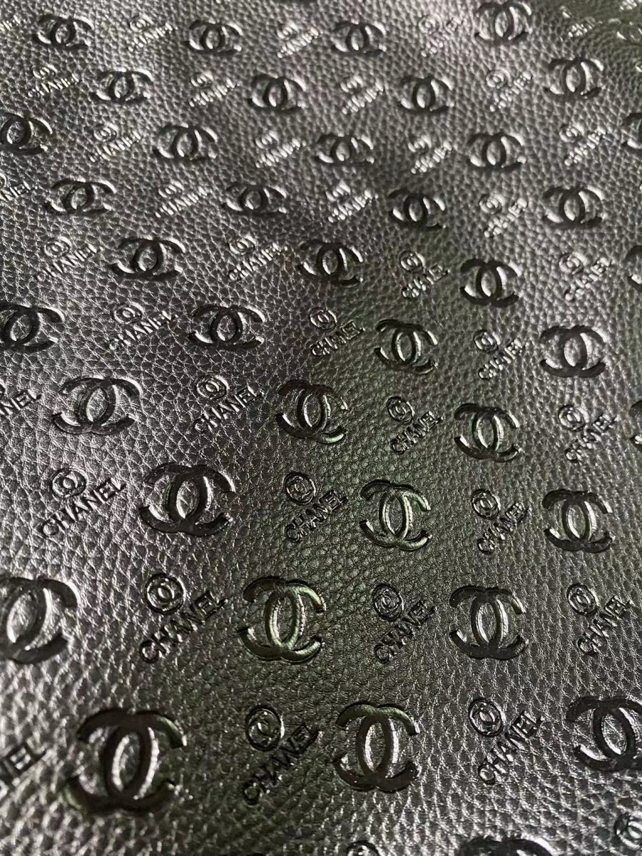 Premium Embossed Black Chanel Leather for Handmade Sewing Sneakers - mingfabricstore