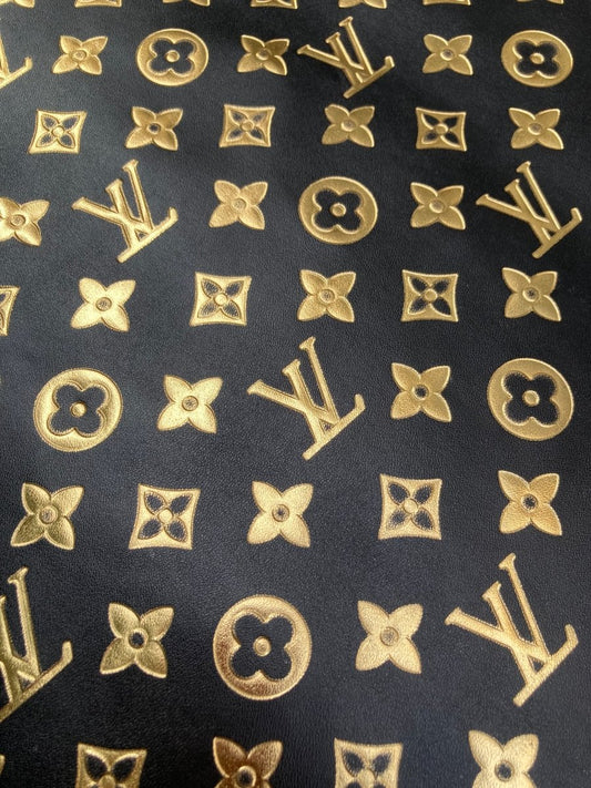 Premium Golden Embossed LV Soft Leather for Custom Sewing DIY - mingfabricstore