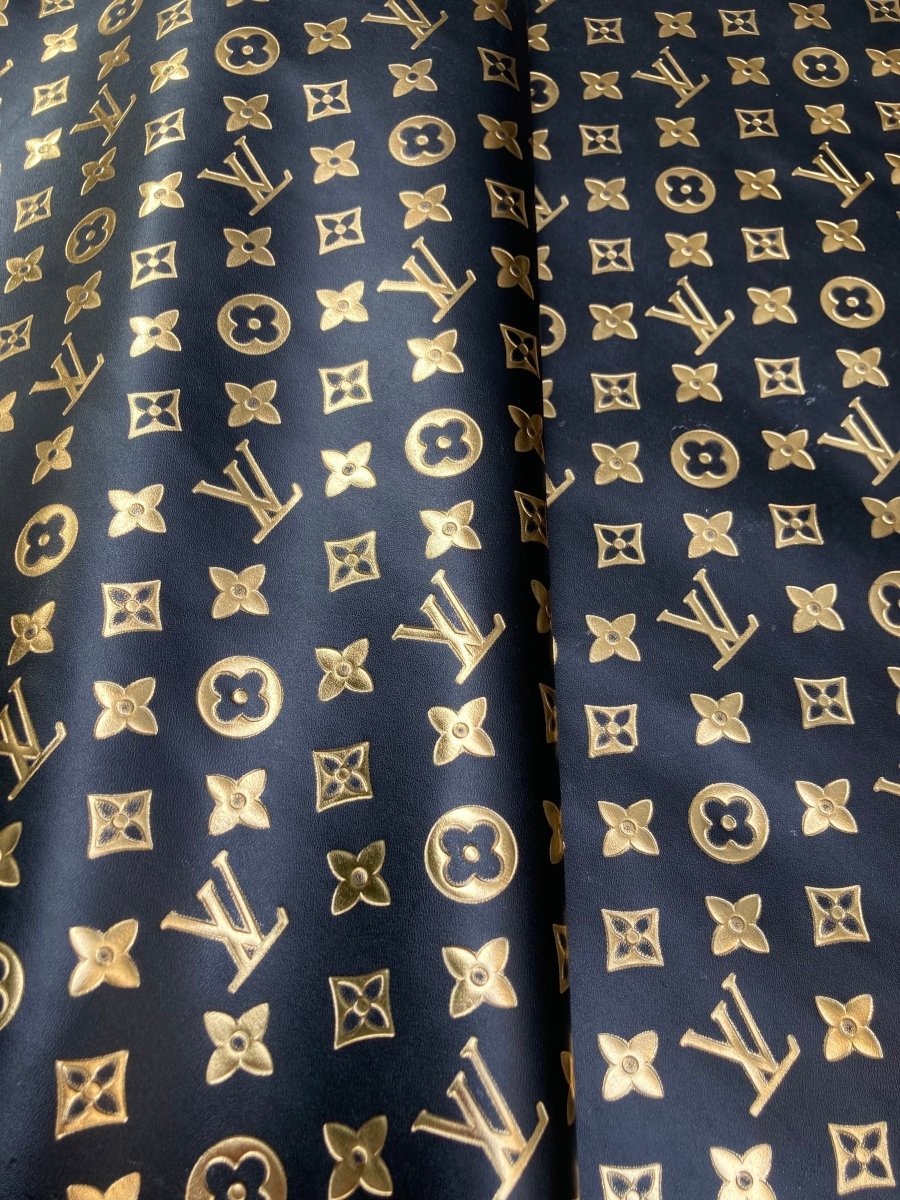 Premium Golden Embossed LV Soft Leather for Custom Sewing DIY - mingfabricstore