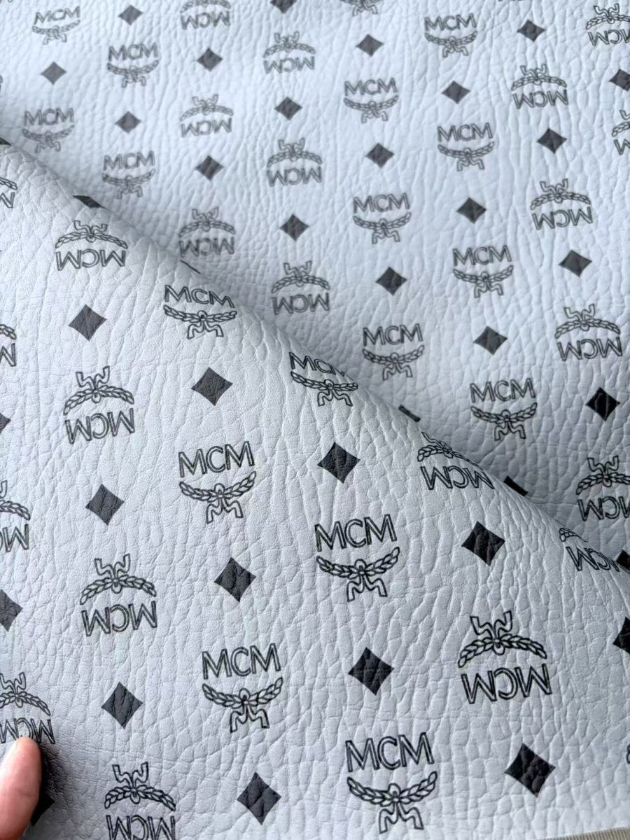 Premium Grey MCM DIY Leather Sheet for Custom Sewing Sneakerhead - mingfabricstore