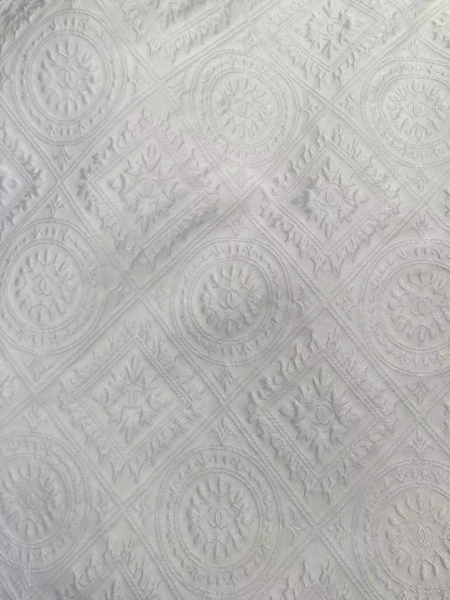 Premium Pure White Chanel Jacquard Designer Fabric for Handmade DIY Clothing - mingfabricstore