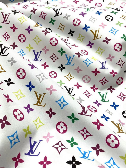 Premium Quality Cotton Fabric LV Rainbow Murakami Takashi Custom Material for DIY Crafts Sneakers - mingfabricstore