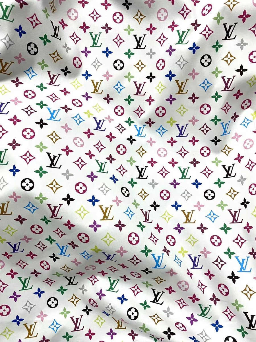 Premium Quality Cotton Fabric LV Rainbow Murakami Takashi Custom Material for DIY Crafts Sneakers - mingfabricstore