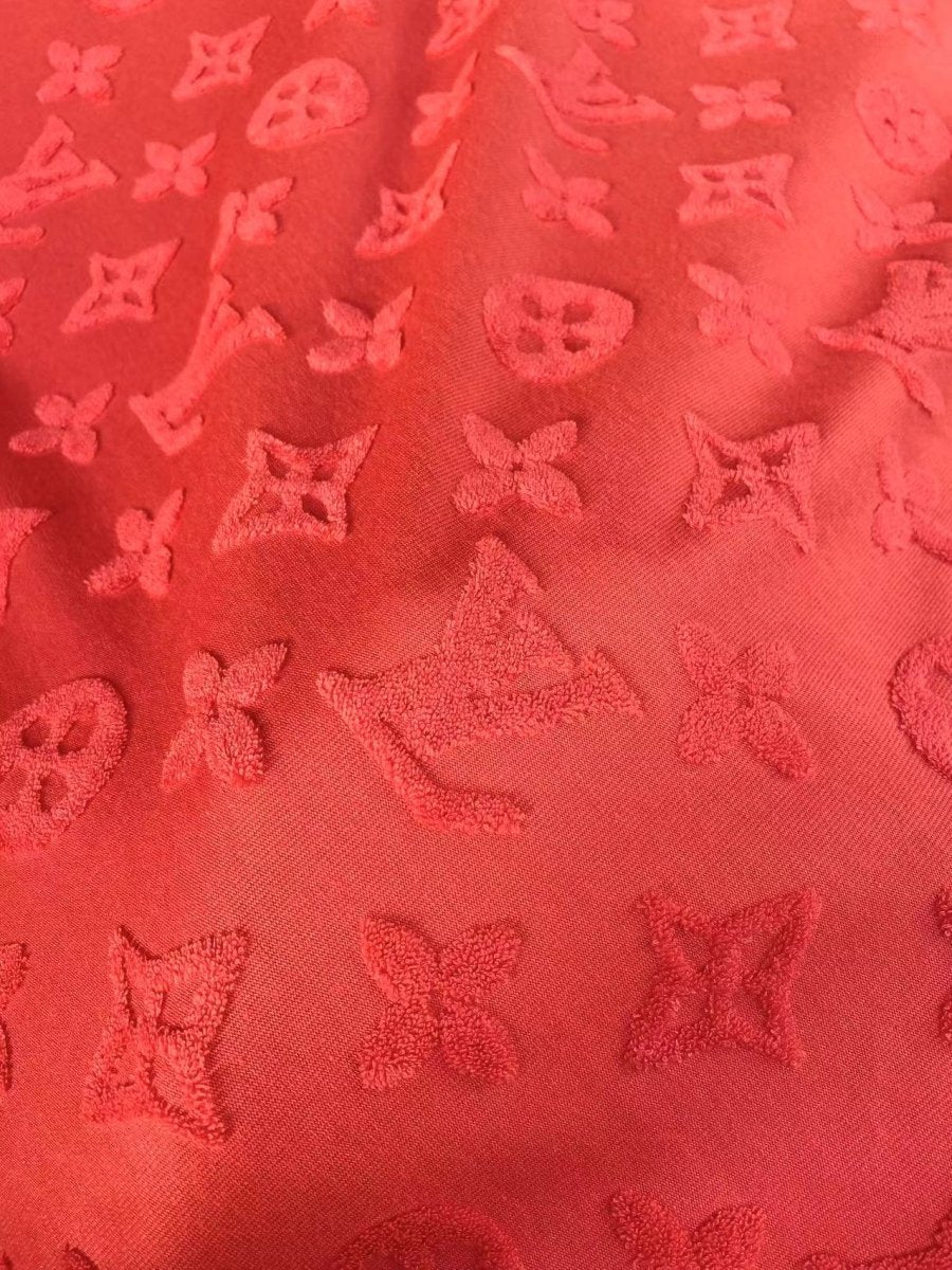 Pure Red Soft LV Terry Cotton Fabric Comfortable Touch for Clothing Exclusive Game DIY Handmade - mingfabricstore