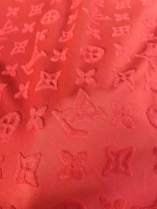Pure Red Soft LV Terry Cotton Fabric Comfortable Touch for Clothing Exclusive Game DIY Handmade - mingfabricstore