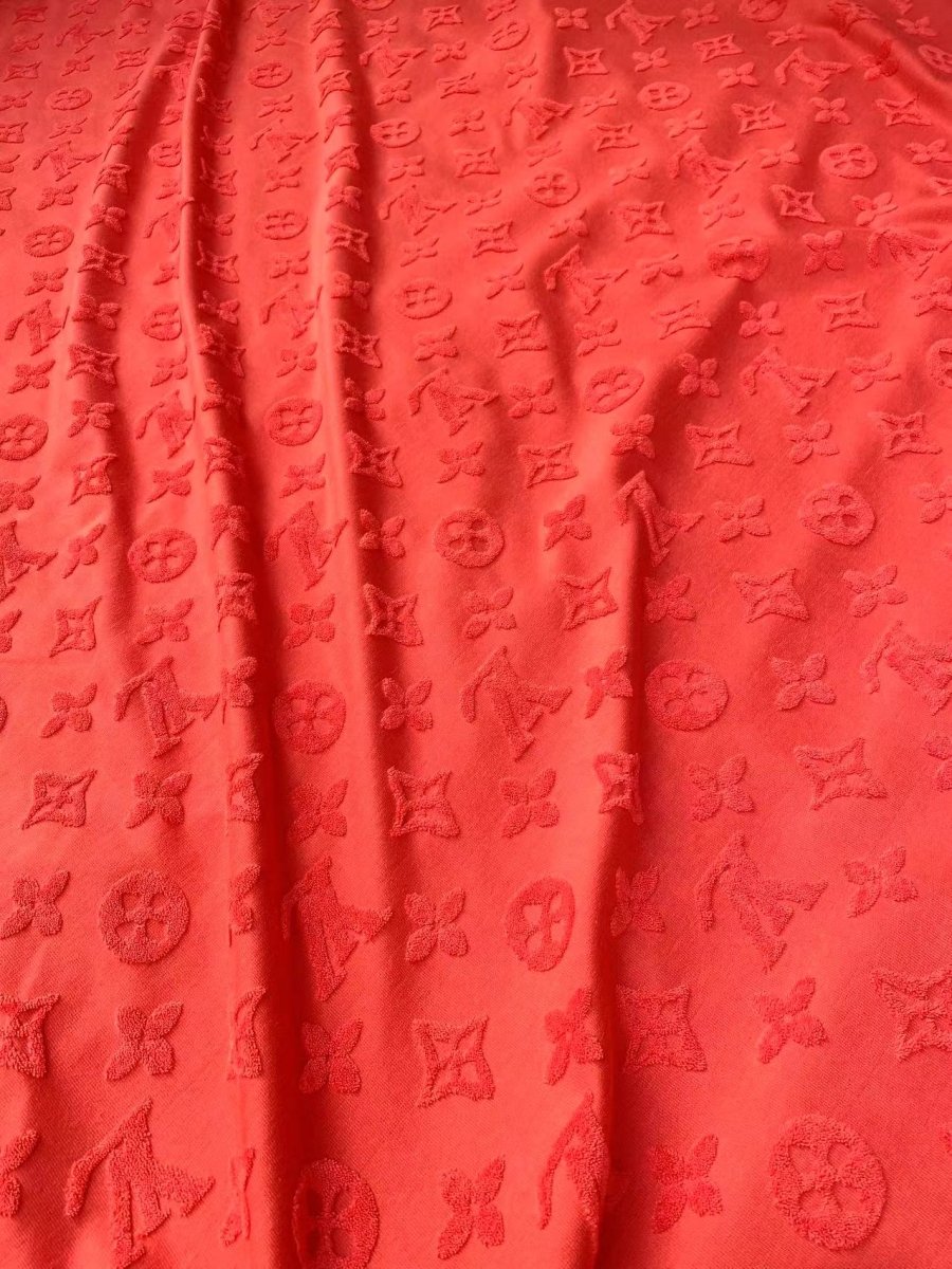 Pure Red Soft LV Terry Cotton Fabric Comfortable Touch for Clothing Exclusive Game DIY Handmade - mingfabricstore