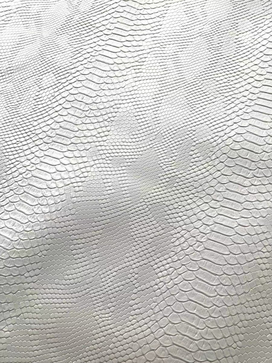 Pure White Snake Skin Leather for Custom Sneaker Sofa Furniture - mingfabricstore