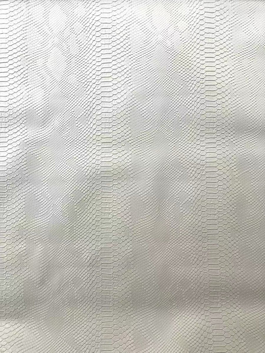 Pure White Snake Skin Leather for Custom Sneaker Sofa Furniture - mingfabricstore
