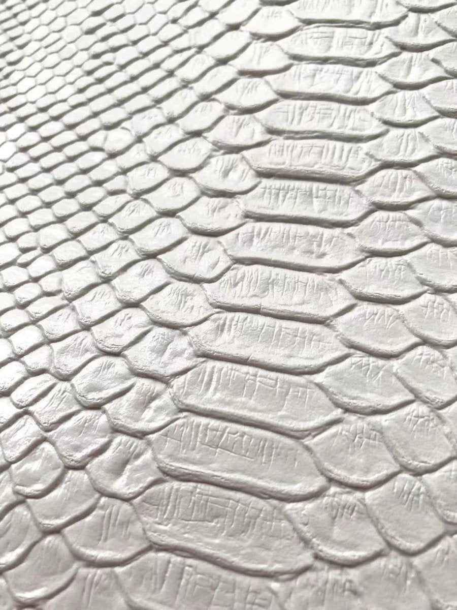 Pure White Snake Skin Leather for Custom Sneaker Sofa Furniture - mingfabricstore