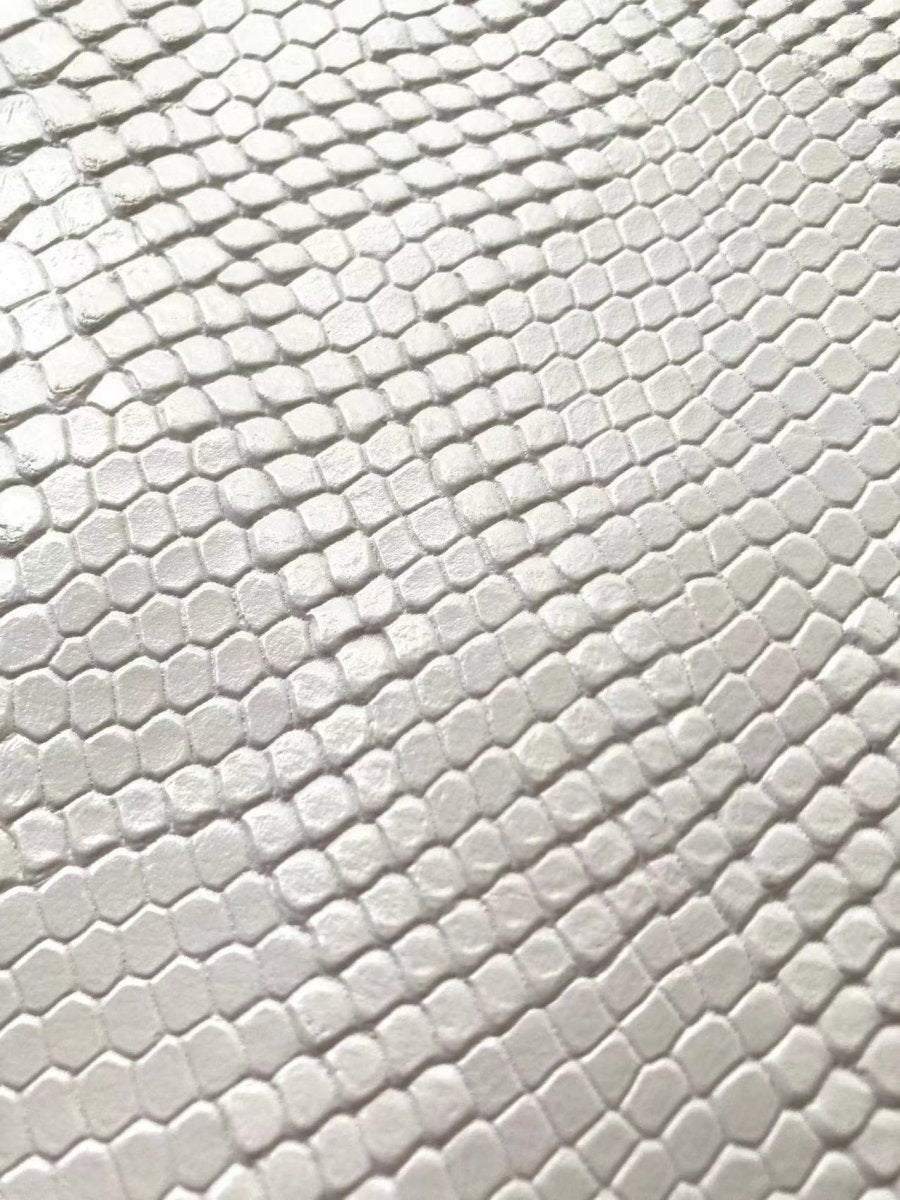 Pure White Snake Skin Leather for Custom Sneaker Sofa Furniture - mingfabricstore