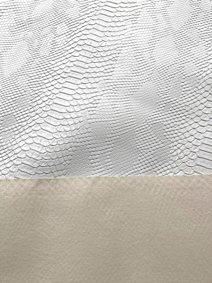 Pure White Snake Skin Leather for Custom Sneaker Sofa Furniture - mingfabricstore