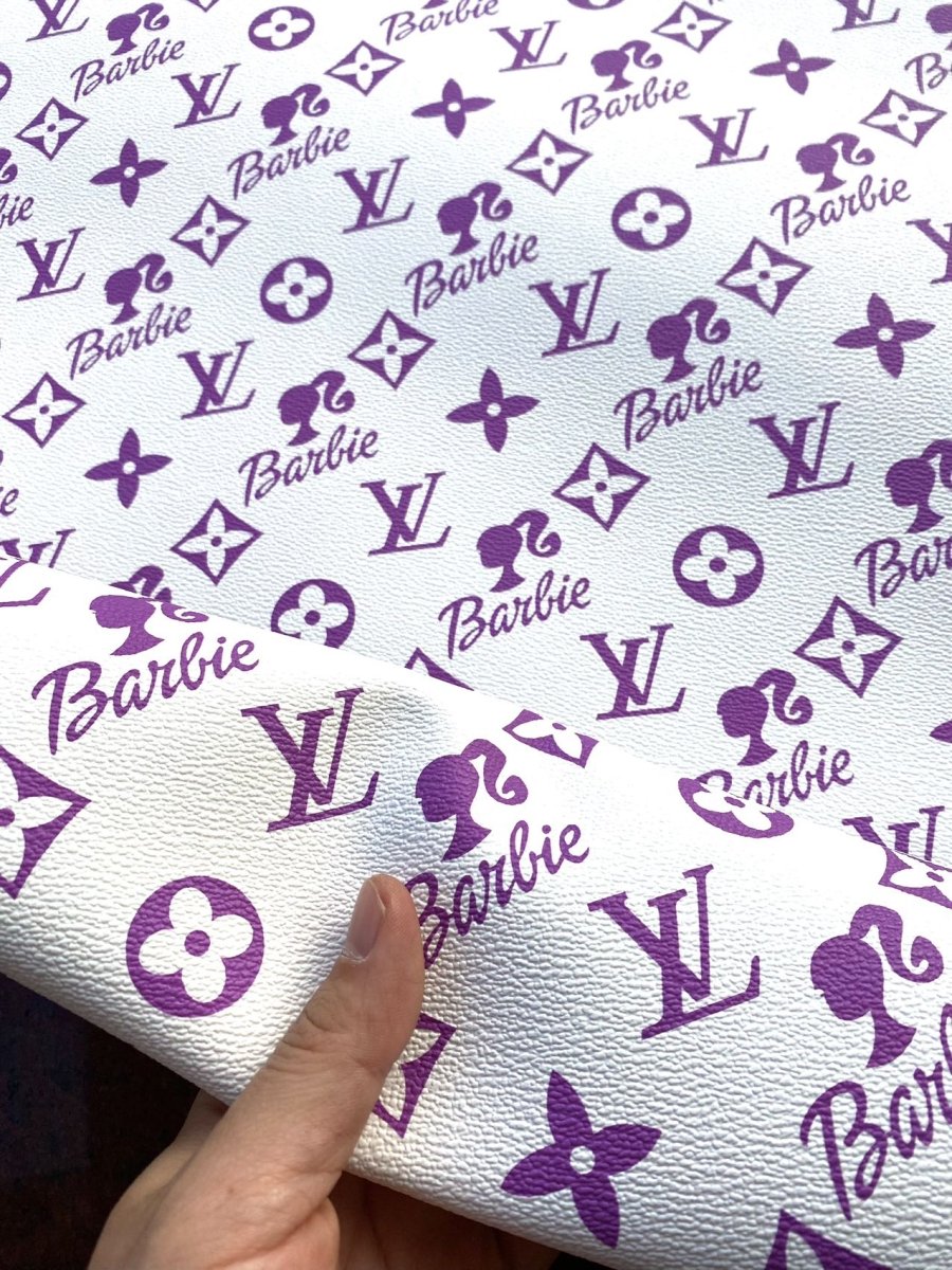 Purple Barbie Louis Vuitton Custom Leather Sheet Faux Leather for Handmade Sewing Upholstery - mingfabricstore