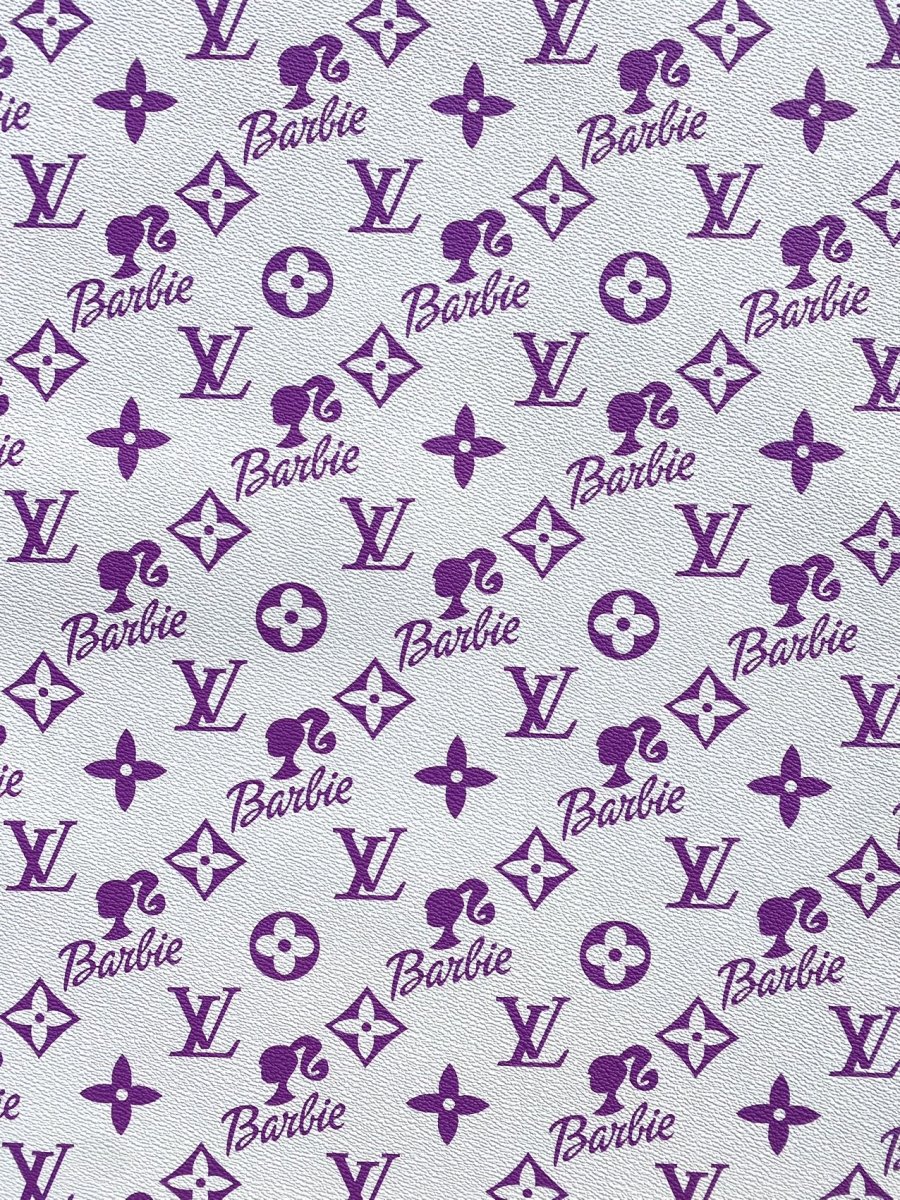 Purple Barbie Louis Vuitton Custom Leather Sheet Faux Leather for Handmade Sewing Upholstery - mingfabricstore