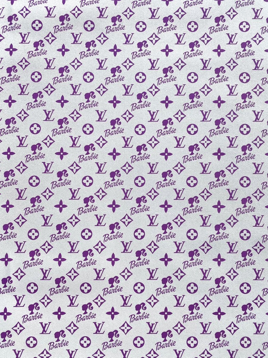 Purple Barbie Louis Vuitton Custom Leather Sheet Faux Leather for Handmade Sewing Upholstery - mingfabricstore