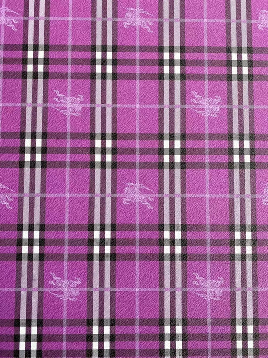 Purple Burberry Vinyl Faux Leather Designer Fabric for Car Headliner Custom Upholstery - mingfabricstore