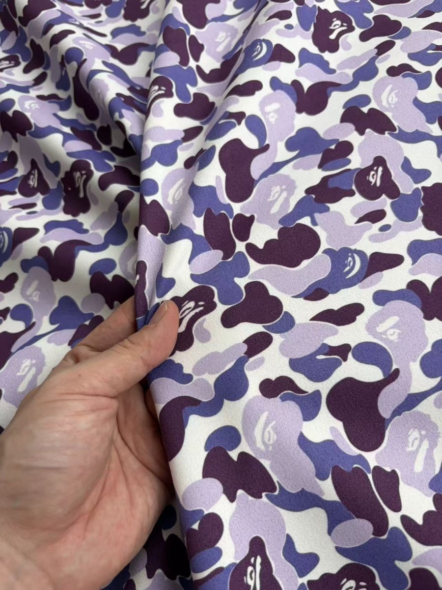 Purple Camo Bape Suede Upholstery Fabric for Car Headliner Speaker Cover DIY - mingfabricstore