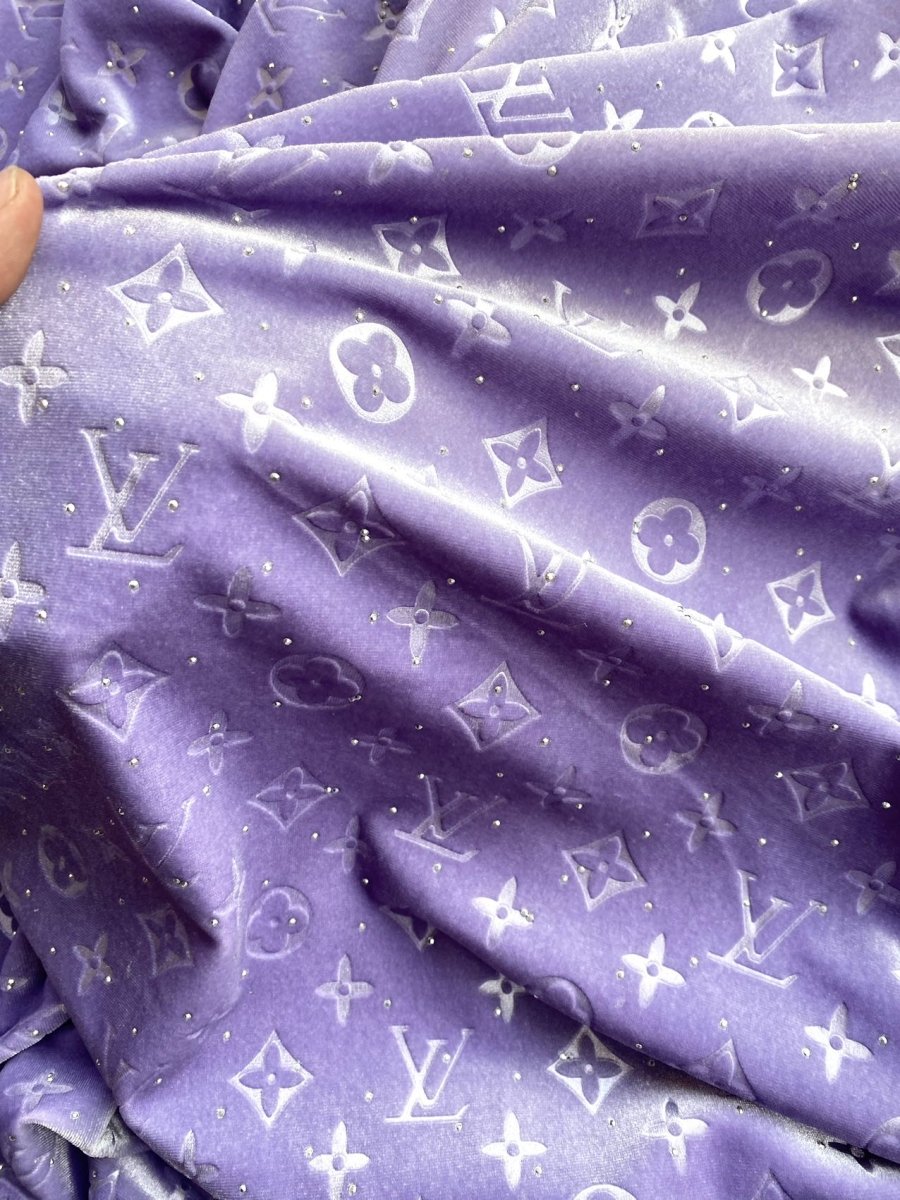 Purple Diamond LV Velvet Fabric for Sneakers Handmade Sewing Sneakerhead - mingfabricstore
