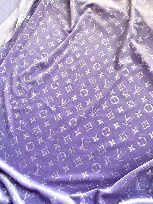 Purple Diamond LV Velvet Fabric for Sneakers Handmade Sewing Sneakerhead - mingfabricstore