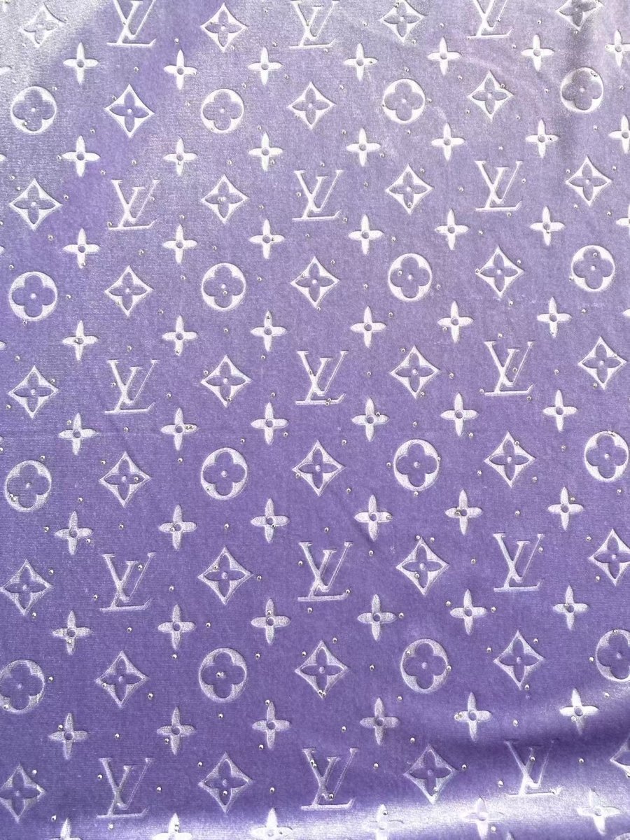 Purple Diamond LV Velvet Fabric for Sneakers Handmade Sewing Sneakerhead - mingfabricstore