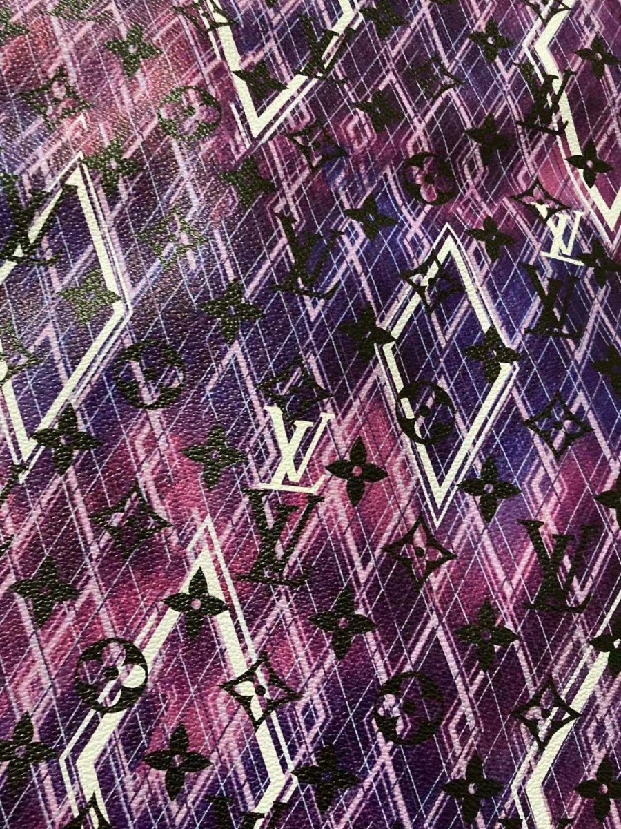 Purple Geometry LV Monogram Leather for Custom Sneakers - mingfabricstore