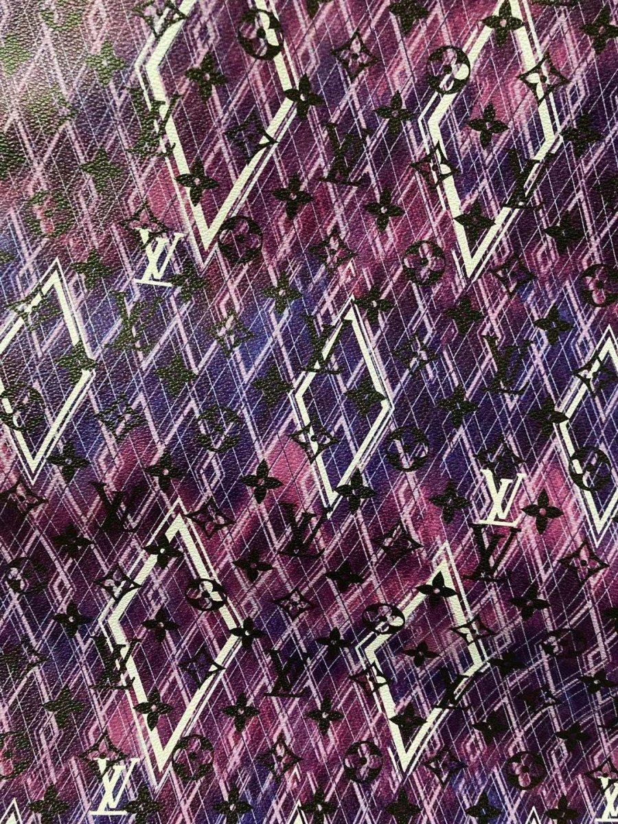 Purple Geometry LV Monogram Leather for Custom Sneakers - mingfabricstore