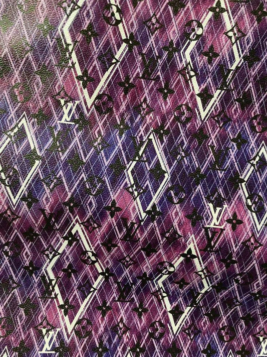 Purple Geometry LV Monogram Leather for Custom Sneakers - mingfabricstore