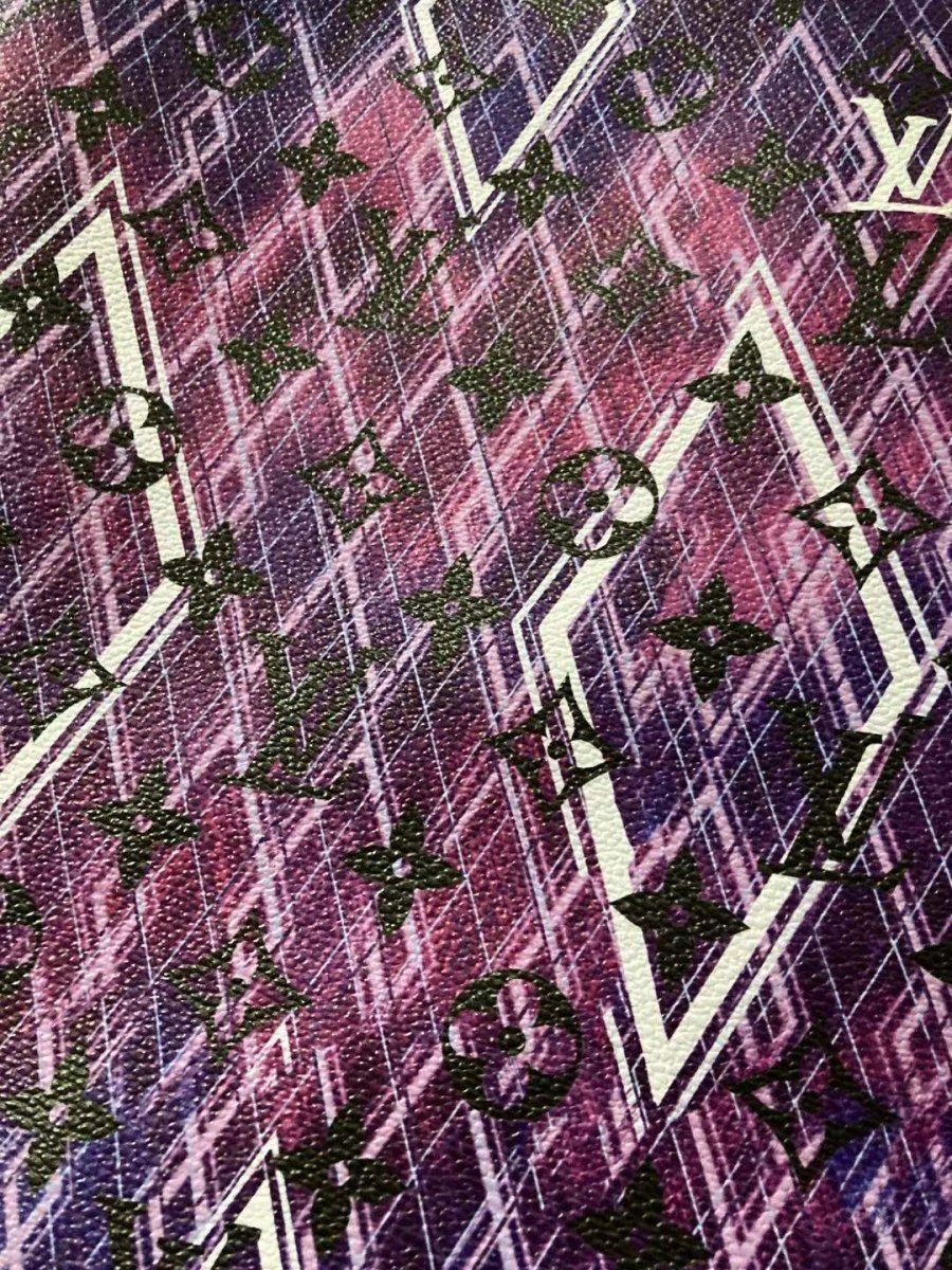 Purple Geometry LV Monogram Leather for Custom Sneakers - mingfabricstore