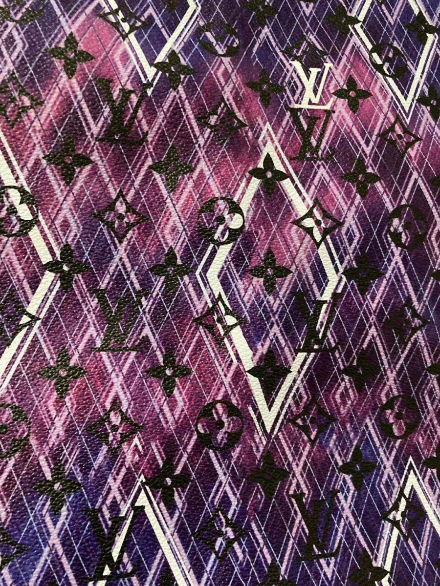 Purple Geometry LV Monogram Leather for Custom Sneakers - mingfabricstore