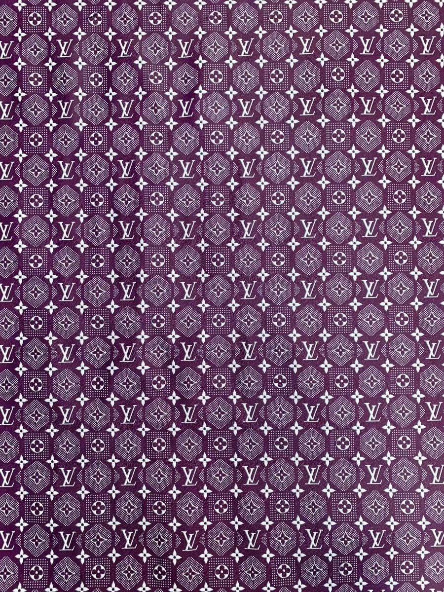 Purple Louis Vuitton Vinyl Designer Leather for DIY Crafts Handmade Custom Sneakers - mingfabricstore