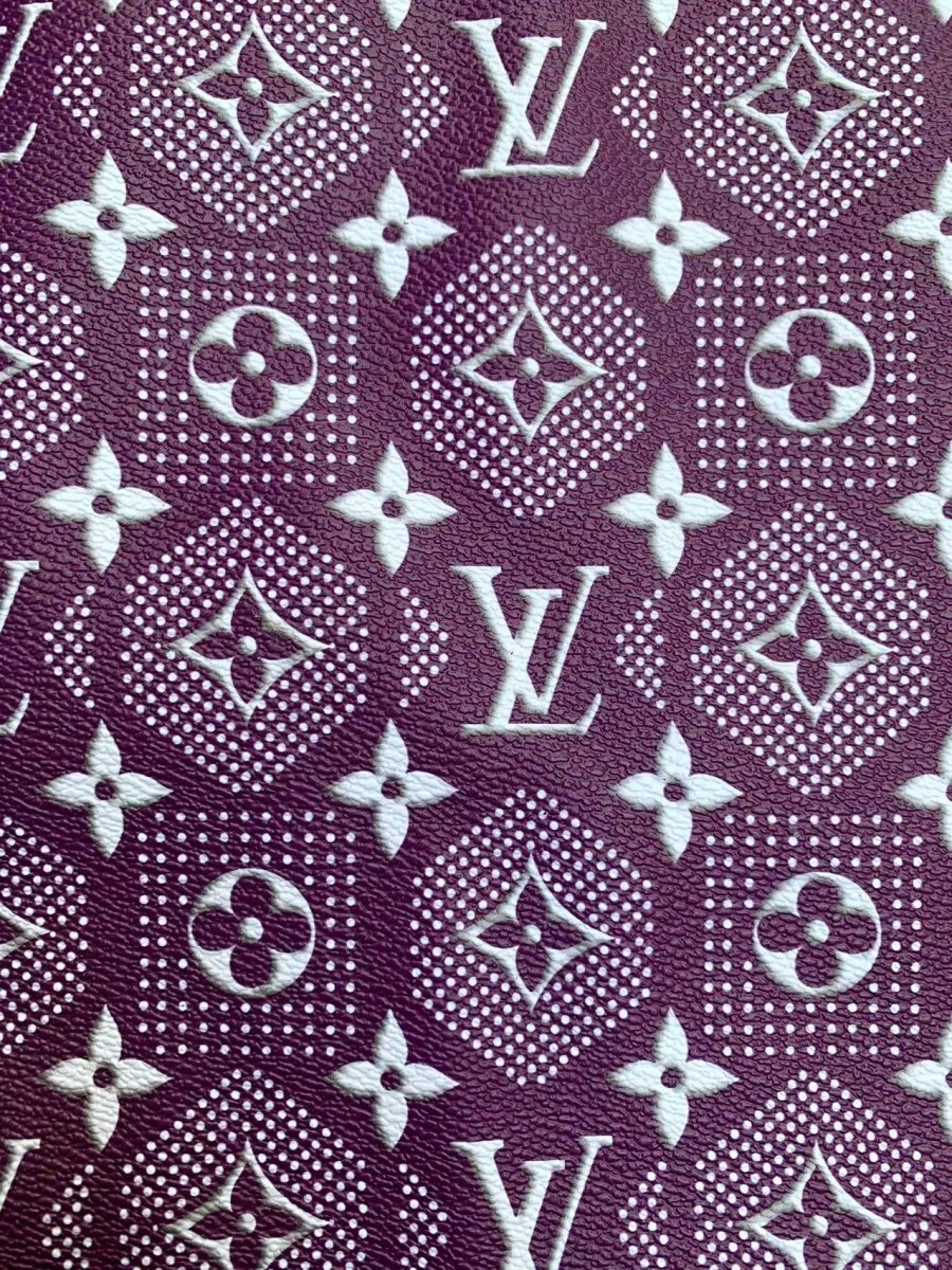Purple Louis Vuitton Vinyl Designer Leather for DIY Crafts Handmade Custom Sneakers - mingfabricstore