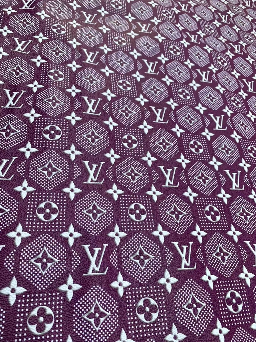 Purple Louis Vuitton Vinyl Designer Leather for DIY Crafts Handmade Custom Sneakers - mingfabricstore