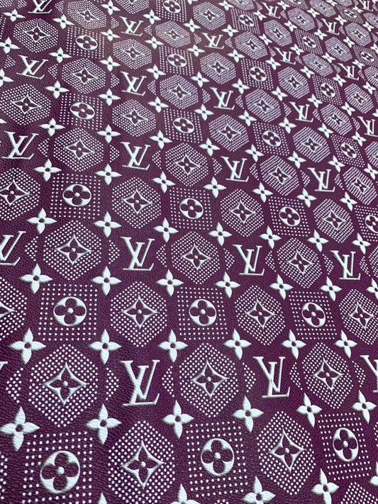 Purple Louis Vuitton Vinyl Designer Leather for DIY Crafts Handmade Custom Sneakers - mingfabricstore