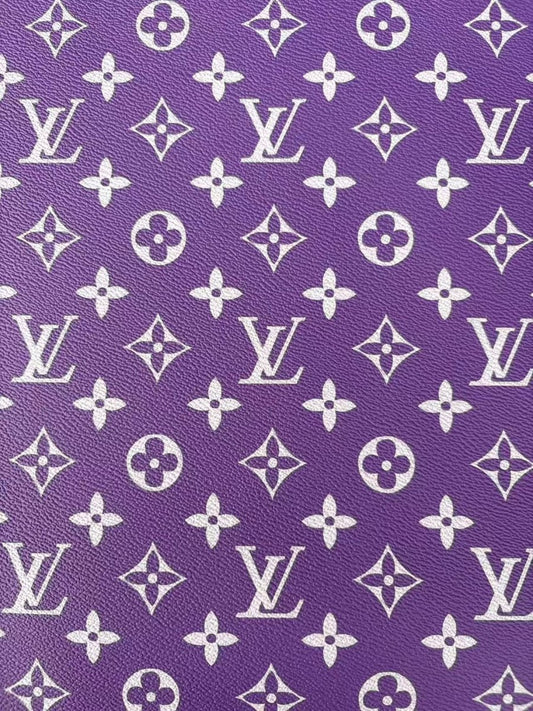 Purple LV Leather Sheet Designer Fabric for DIY Crafts Car Upholstery - mingfabricstore
