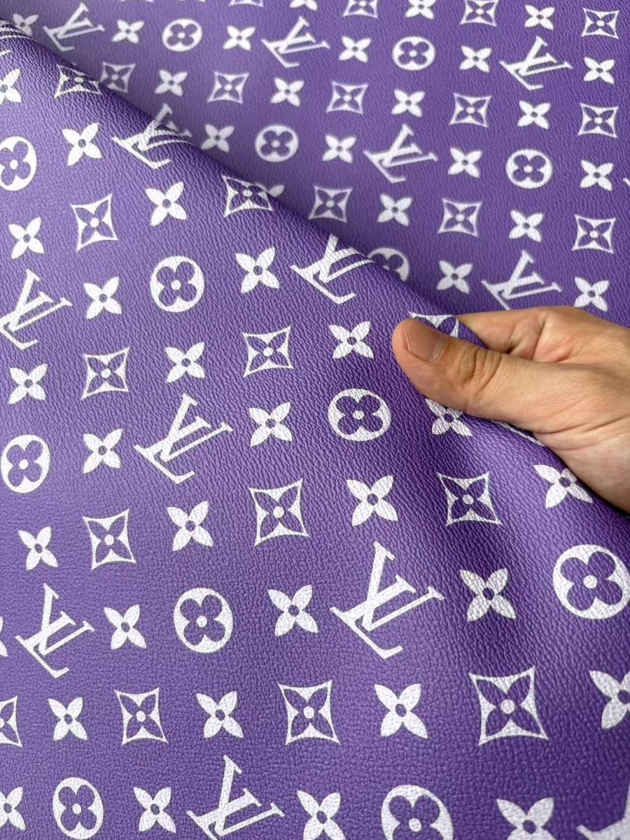 Purple LV Leather Sheet Designer Fabric for DIY Crafts Car Upholstery - mingfabricstore