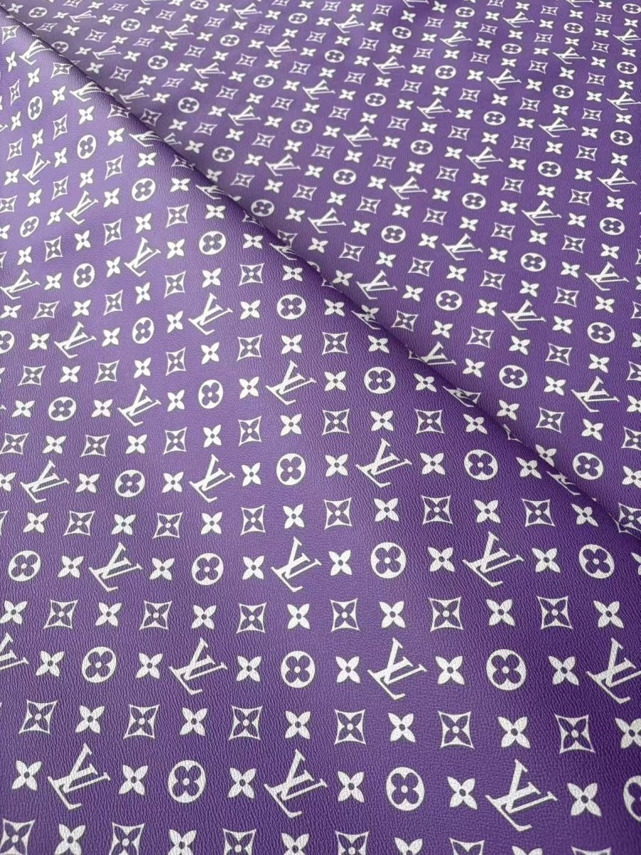 Purple LV Leather Sheet Designer Fabric for DIY Crafts Car Upholstery - mingfabricstore