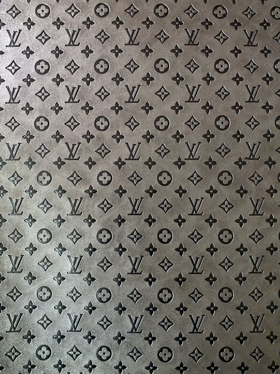 Quality Grey Embossed LV Louis Vuitton Faux Custom Leather Fabric - mingfabricstore