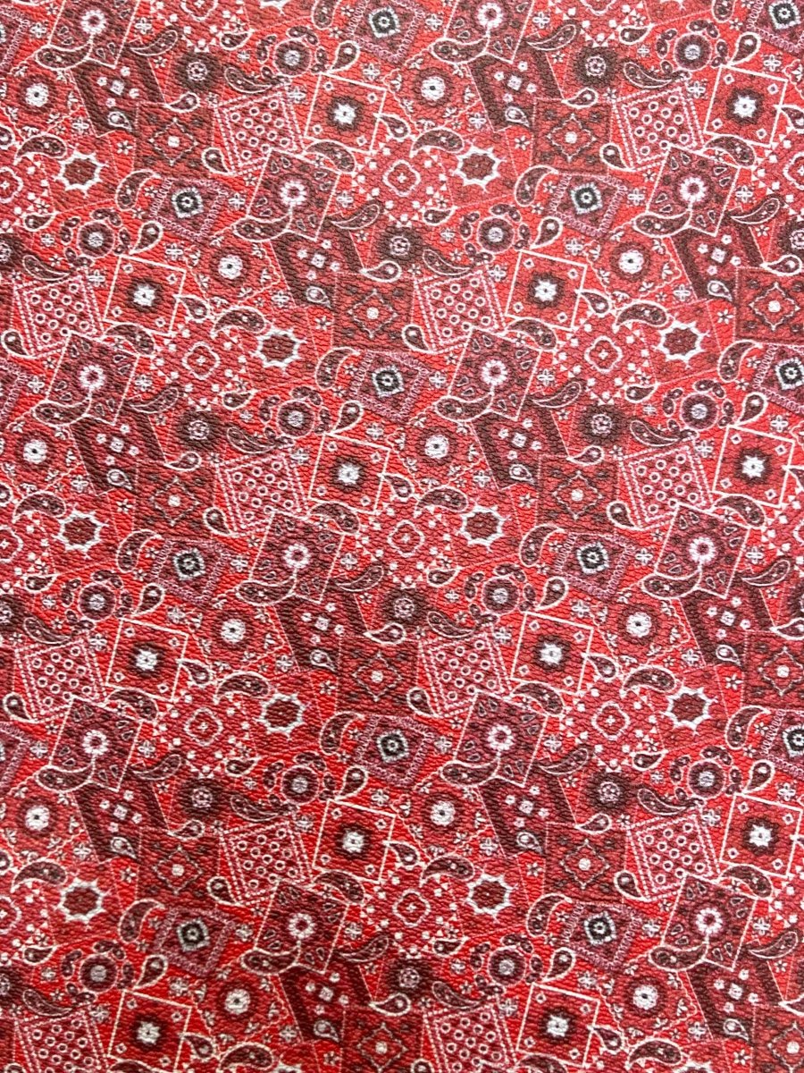 Red Bandana Custom Designer Leather Material for Sneakers Upholstery - mingfabricstore